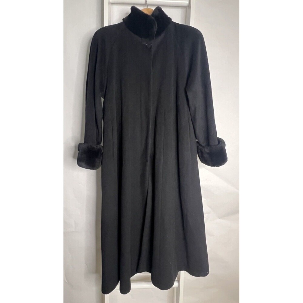 Steve by Searle Vintage Wool Coat 8 Black Fur Trim Cuffs